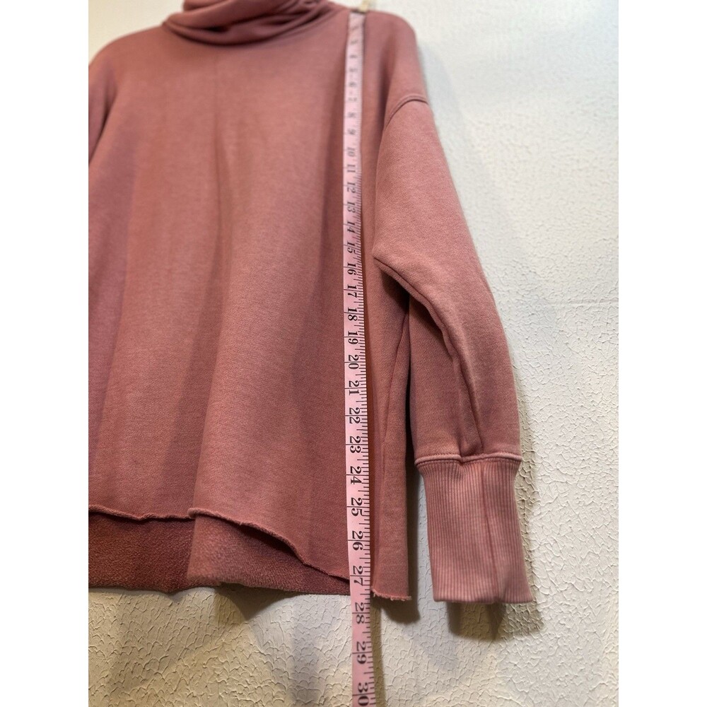 Aerie Cowl Neck Sweatshirt Women’s M Pink Oversized Raw Hem Long Sleeve - Picture 3 of 9